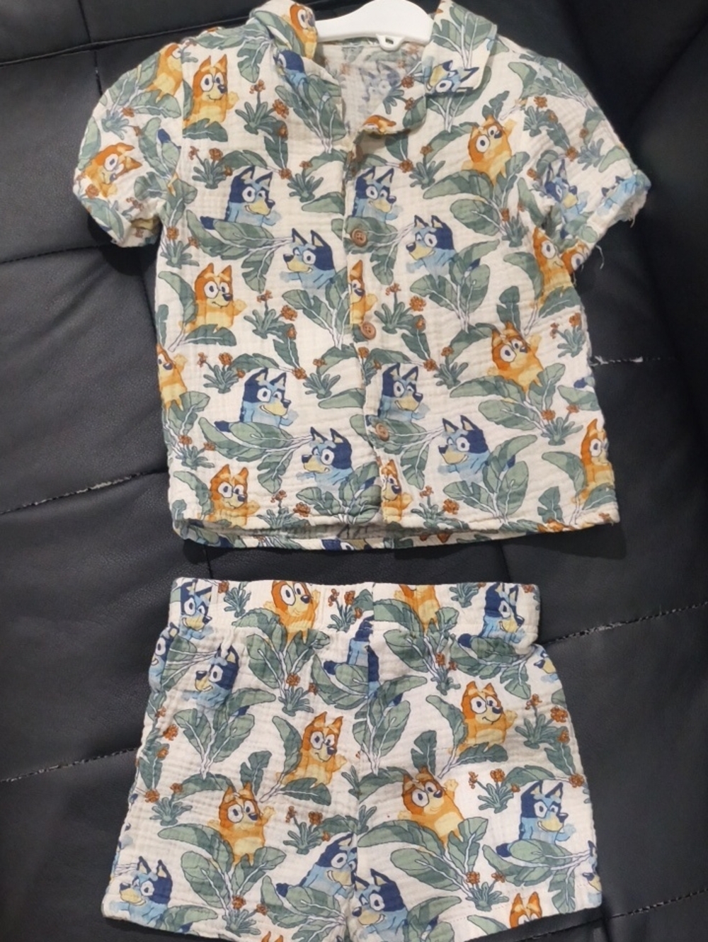 Unisex Bluey Linen Toddler Short And Shirt Set